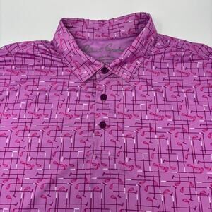 Robert Graham Mens XL Purple Golf Club Pattern Short Sleeve Polo Shirt